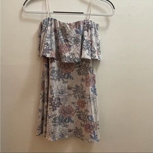 ONE CLOTHING Los Angeles Flowy Ruffle Tube Top Floral Print Mini Dress. Size S